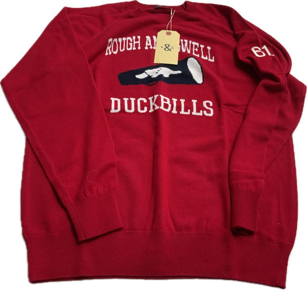 ROUGH & SWELL クールネックニット　サイズL wool100% ラフ&スウェル（rough&swell） 【美品】ラフアンドスウェル セーター